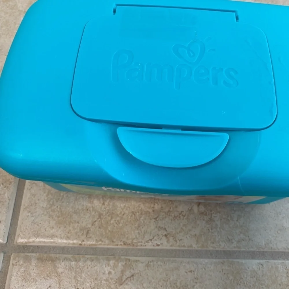 Rare Vintage Pampers Baby Wipes Dispenser Empty Pop Up Green Plastic Container